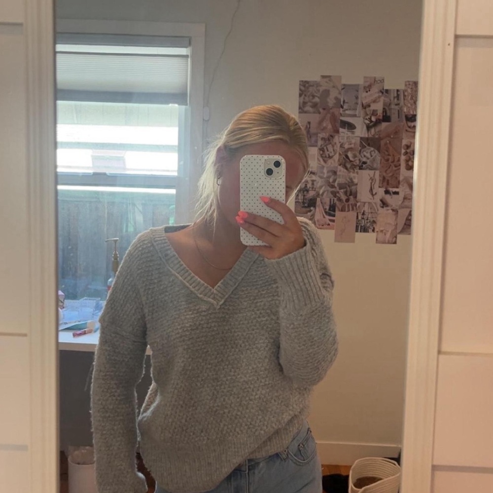SO Light Gray V-Neck Sweater